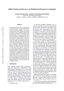 Ability Transfer and Recovery via Modularized Parameters Localization
