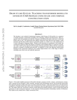 Draw it like Euclid: Teaching transformer models to generate CAD profiles using ruler and compass construction steps