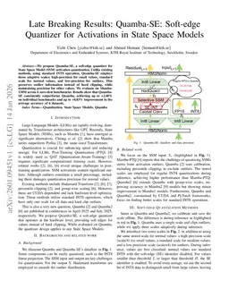 Late Breaking Results: Quamba-SE: Soft-edge Quantizer for Activations in State Space Models