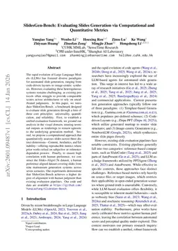 SlidesGen-Bench: Evaluating Slides Generation via Computational and Quantitative Metrics