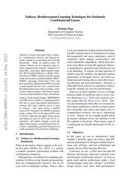 Yahtzee: Reinforcement Learning Techniques for Stochastic Combinatorial Games