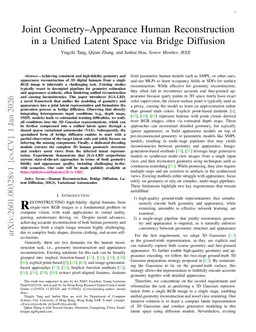 Joint Geometry-Appearance Human Reconstruction in a Unified Latent Space via Bridge Diffusion