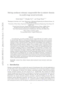 Solving nonlinear subsonic compressible flow in infinite domain via multi-stage neural networks