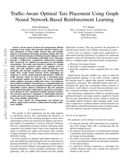 Traffic-Aware Optimal Taxi Placement Using Graph Neural Network-Based Reinforcement Learning