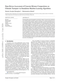 Data-Driven Assessment of Concrete Mixture Compositions on Chloride Transport via Standalone Machine Learning Algorithms