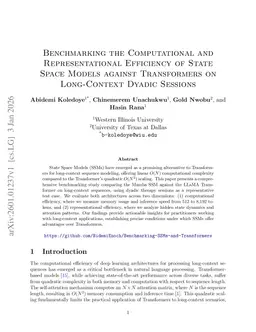 Benchmarking the Computational and Representational Efficiency of State Space Models against Transformers on Long-Context Dyadic Sessions