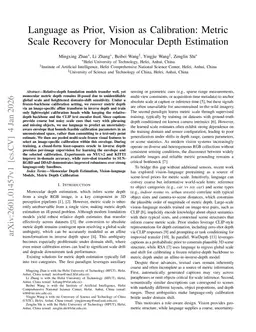 Language as Prior, Vision as Calibration: Metric Scale Recovery for Monocular Depth Estimation