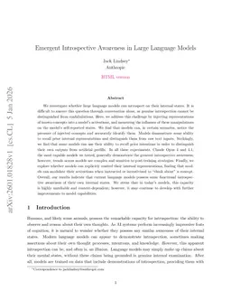 Emergent Introspective Awareness in Large Language Models