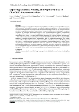 Exploring Diversity, Novelty, and Popularity Bias in ChatGPT's Recommendations