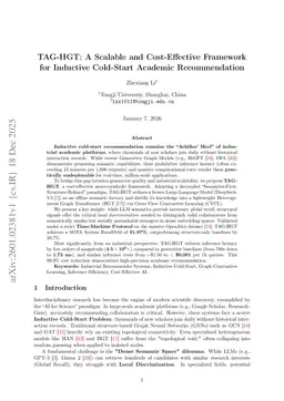 TAG-HGT: A Scalable and Cost-Effective Framework for Inductive Cold-Start Academic Recommendation