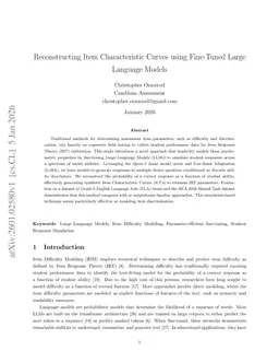 Reconstructing Item Characteristic Curves using Fine-Tuned Large Language Models