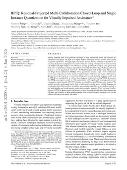 RPIQ: Residual-Projected Multi-Collaboration Closed-Loop and Single Instance Quantization for Visually Impaired Assistance
