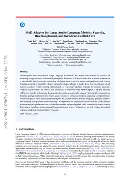 MoE Adapter for Large Audio Language Models: Sparsity, Disentanglement, and Gradient-Conflict-Free