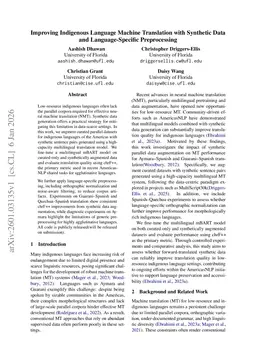 Improving Indigenous Language Machine Translation with Synthetic Data and Language-Specific Preprocessing