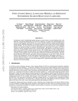 Fine-tuning Small Language Models as Efficient Enterprise Search Relevance Labelers