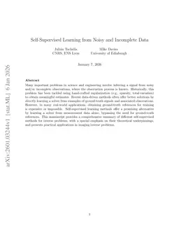 Self-Supervised Learning from Noisy and Incomplete Data
