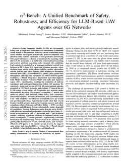 $α^3$-Bench: A Unified Benchmark of Safety, Robustness, and Efficiency for LLM-Based UAV Agents over 6G Networks