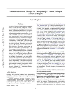 Variational Inference, Entropy, and Orthogonality: A Unified Theory of Mixture-of-Experts