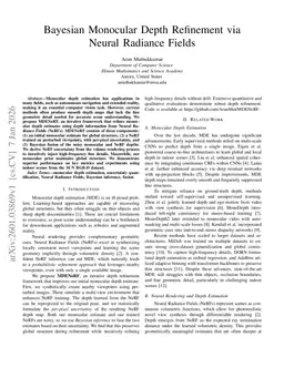 Bayesian Monocular Depth Refinement via Neural Radiance Fields