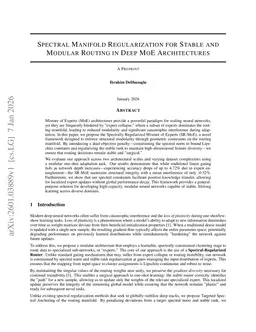 Spectral Manifold Regularization for Stable and Modular Routing in Deep MoE Architectures
