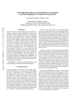 Unsupervised Video Class-Incremental Learning via Deep Embedded Clustering Management