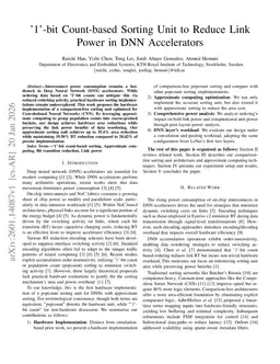 '1'-bit Count-based Sorting Unit to Reduce Link Power in DNN Accelerators