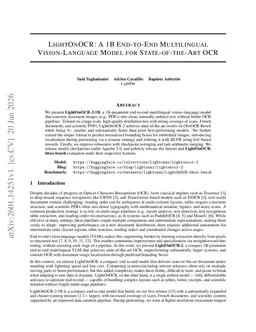 LightOnOCR: A 1B End-to-End Multilingual Vision-Language Model for State-of-the-Art OCR