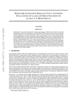 Which Quantization Should I Use? A Unified Evaluation of llama.cpp Quantization on Llama-3.1-8B-Instruct