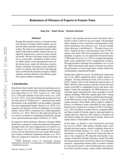 Robustness of Mixtures of Experts to Feature Noise