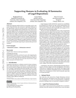 Supporting Humans in Evaluating AI Summaries of Legal Depositions