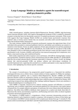 Large Language Models as Simulative Agents for Neurodivergent Adult Psychometric Profiles