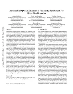 AdversaRiskQA: An Adversarial Factuality Benchmark for High-Risk Domains