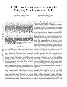 QUAIL: Quantization Aware Unlearning for Mitigating Misinformation in LLMs