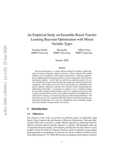An Empirical Study on Ensemble-Based Transfer Learning Bayesian Optimisation with Mixed Variable Types