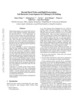 Beyond Hard Writes and Rigid Preservation: Soft Recursive Least-Squares for Lifelong LLM Editing