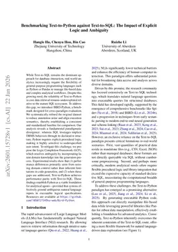 Benchmarking Text-to-Python against Text-to-SQL: The Impact of Explicit Logic and Ambiguity
