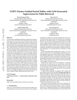 CGPT: Cluster-Guided Partial Tables with LLM-Generated Supervision for Table Retrieval