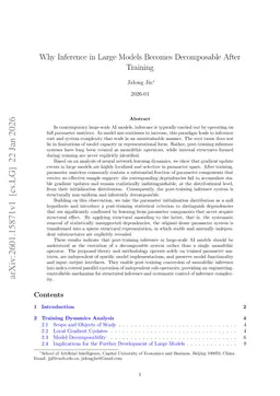 Why Inference in Large Models Becomes Decomposable After Training