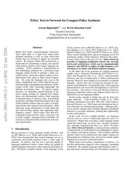 TeNet: Text-to-Network for Compact Policy Synthesis