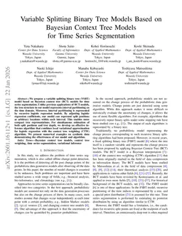 Variable Splitting Binary Tree Models Based on Bayesian Context Tree Models for Time Series Segmentation