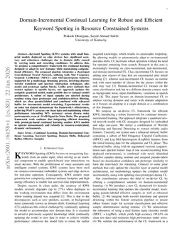 Domain-Incremental Continual Learning for Robust and Efficient Keyword Spotting in Resource Constrained Systems