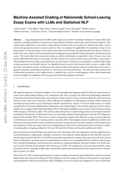 Machine-Assisted Grading of Nationwide School-Leaving Essay Exams with LLMs and Statistical NLP