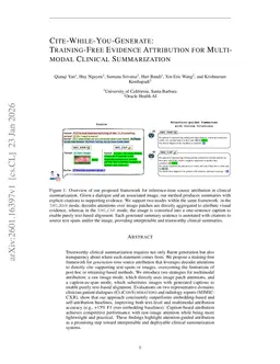 Cite-While-You-Generate: Training-Free Evidence Attribution for Multimodal Clinical Summarization