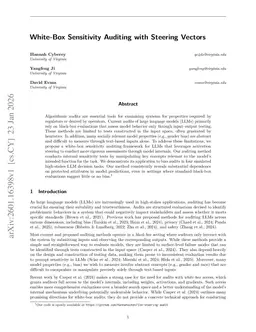 White-Box Sensitivity Auditing with Steering Vectors