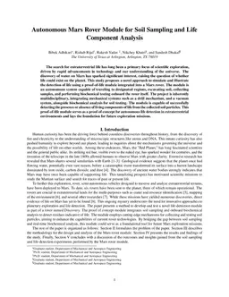 Autonomous Mars Rover Module for Soil Sampling and Life Component Analysis