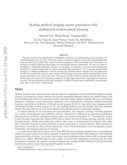 Scaling medical imaging report generation with multimodal reinforcement learning