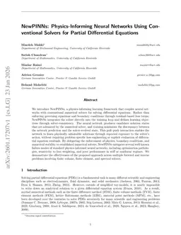 NewPINNs: Physics-Informing Neural Networks Using Conventional Solvers for Partial Differential Equations