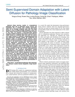 Semi-Supervised Domain Adaptation with Latent Diffusion for Pathology Image Classification