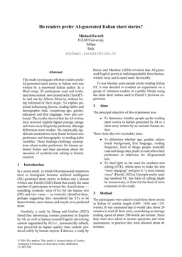 Do readers prefer AI-generated Italian short stories?