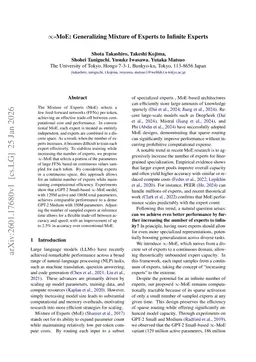 $\infty$-MoE: Generalizing Mixture of Experts to Infinite Experts